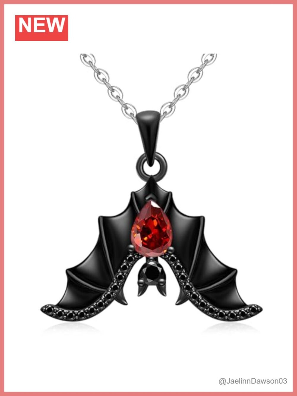 925 Sterling Silver Gothic Bat Pendant Necklace for Women with Cubic Zirconia,
